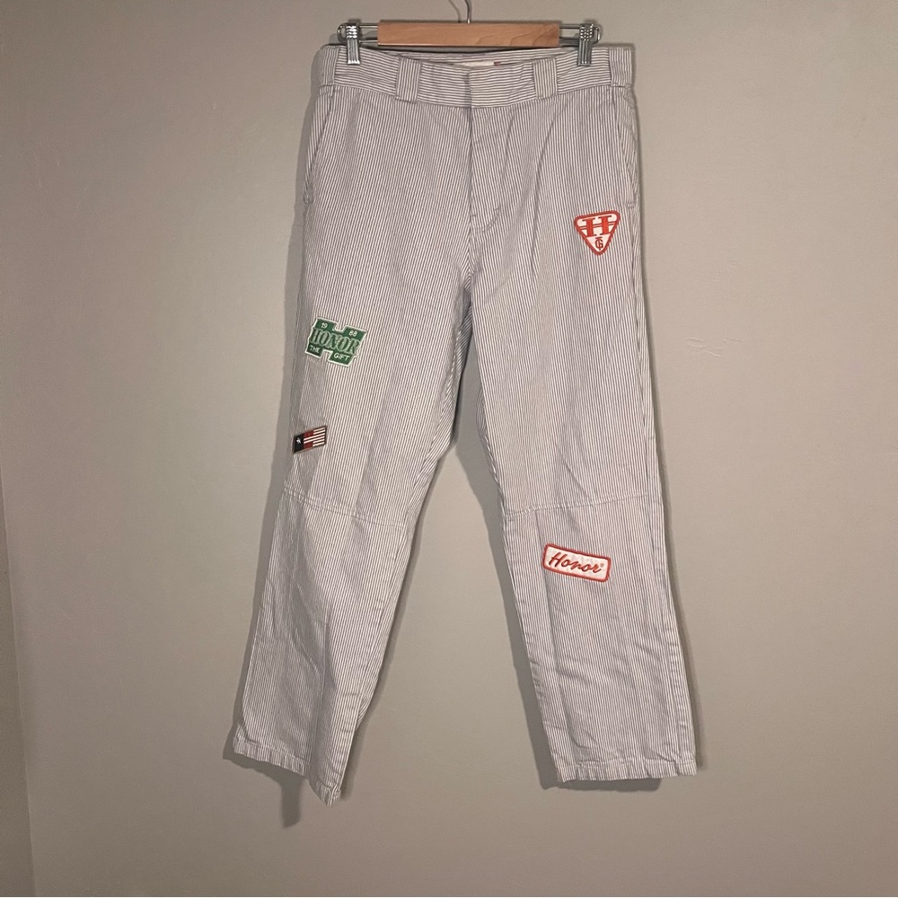 Honor the Gift Mechanic Uniform Striped Sports Patchwork Streetwear Pants - Picture 4 of 15